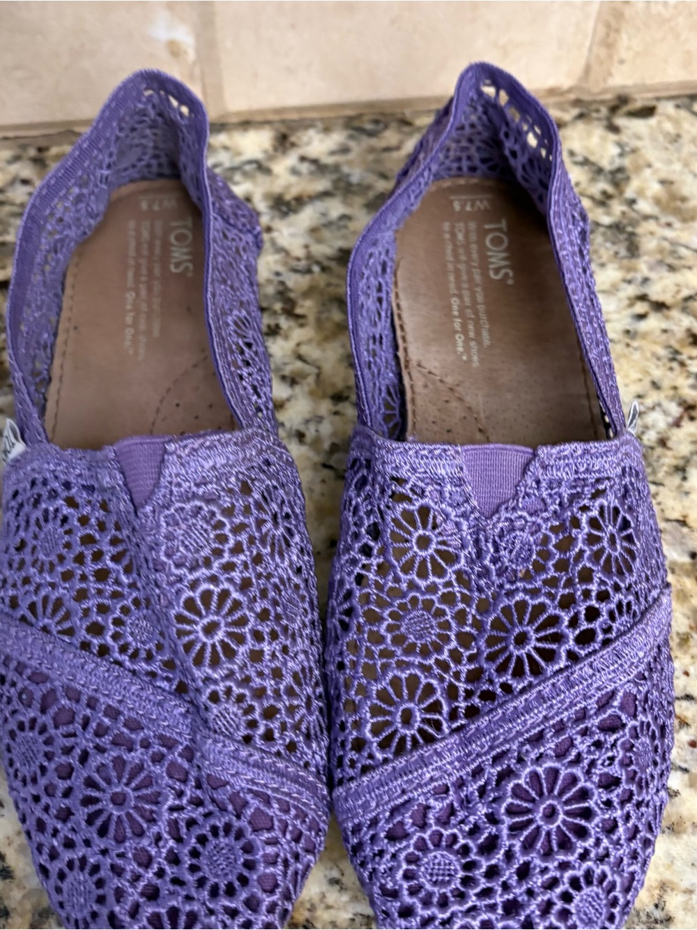 TOMS Lavender Crochet Slip-On Flats